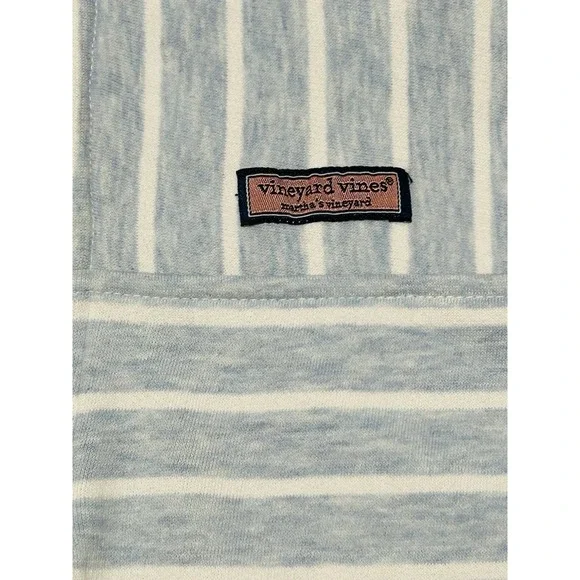 Vineyard Vines Martha's Light Blue Striped Half Zip Pullover Thumbholes Sz L - Picture 5 of 6